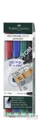 Foliopis Multimark z gumką OHP permanentny F 0,6  KPL 4 szt. FABER-CASTELL