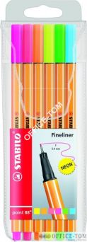Cienkopis STABILO point 88, komplet 6 szt. neonowy 88/6-1