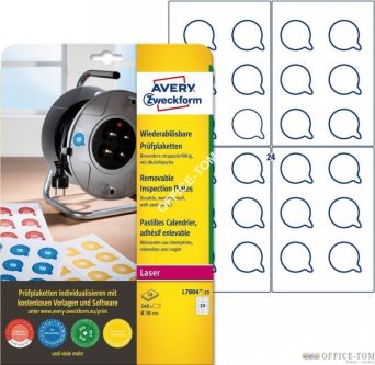 Usuwalne tabliczki inspekcyjne; Ø30mm; 2480szt Avery Zweckform