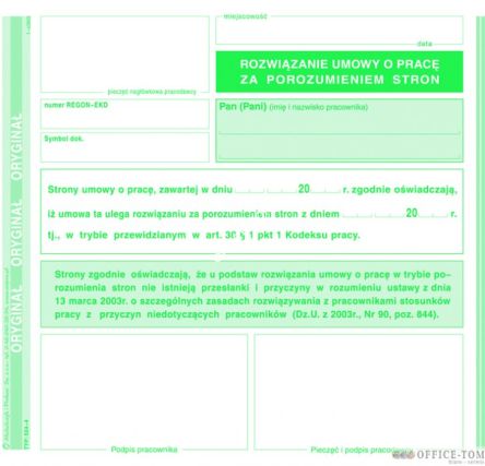 Rozwiązanie umowy o pracę MICHALCZYK I PROKOP 2/3 A5 40 kartek