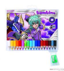 Kredki BAMBINO w opr.drew. 18 kol. + temperówka BAKUGAN St.Majewski