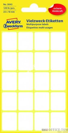 Białe miniEtykiety AVERY ZWECKFORM do opisywania ręcznego 120 etyk./op., 22 x 18 mm, białe