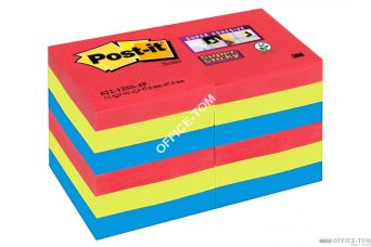 Bloczek samoprzylepny 622-12SS-JP Post-it® Super Sticky, sercowe kolory, 12 sztuk po 90 kartek, 51x51 mm