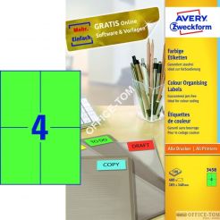 Etykiety AVERY ZWECKFORM trwałe kolorowe A4, 100 ark./op., 105 x 148 mm, zielone