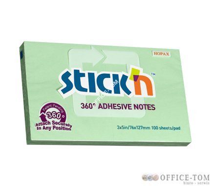 Notes samoprzylepne 127X76mm, 360 Stopni, Zielony 100 kartek