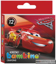 Kredki BAMBINO w oprawie drewnianej 12kol + temperówka CARS 3