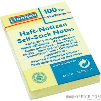 Bloczki samoprzylepne DONAU  51x76 Żółty 100k