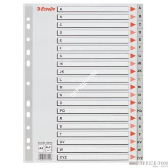 Przekładki plastikowe szare PP alfabetyczne A4 ESSELTE, A-Z