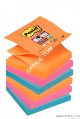 Bloczki samoprzylepne R330-6SS-EG Post-it® Super sticky Z-Notes, iskrzące kolory, 6 sztuk po 90 kartek, 76x76mm