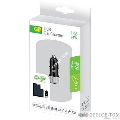 Ładowarka samochodowa USB (2 x 2.4A), czarna GPACECC41000 GP Batteries