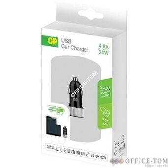 Ładowarka samochodowa USB (2 x 2.4A), czarna GPACECC41000 GP Batteries