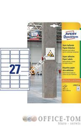 Etykiety papierowe do trudnych powierzchni 63,5x29,6mm opakowanie 20 arkuszy L7874-20 Avery Zweckform