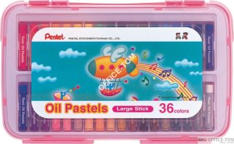 Pastele olejne PENTEL 36-kolorowe o grubszym przekroju w plastkowej walizeczce (różowej)