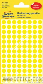 Usuwalne kółka do zaznaczania Ø8mm, 416szt./op. żółte 3593 Avery Zweckform