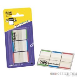Zakładki indeksujące Post-it® 686L-GBR-TEU silne, biale z paskiemm w 3 kolorach (niebieskie/zielone/czerwone) po 22 szt., 25mm x 38mm 3M