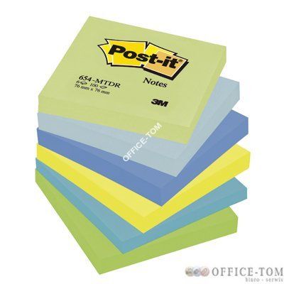 Bloczki samoprzylepne 3M POST-IT® 654MTDR 76x76 Paleta marzycielska 600k