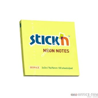 Notes Samoprzylepny 76mm x76mm Żółty Neonowy 21133 Stick\'n