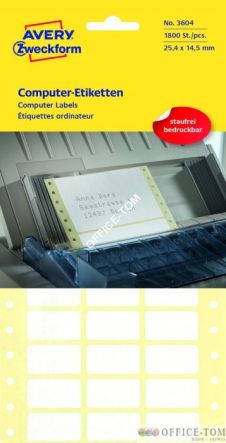 Etykiety AVERY ZWECKFORM uniwersalne do drukarek igłowych 25 x 14 mm, 1800 szt./op., białe