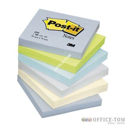 Bloczki samoprzylepne 3M POST-IT® 654ML 76x76 Paleta mineralna 600k
