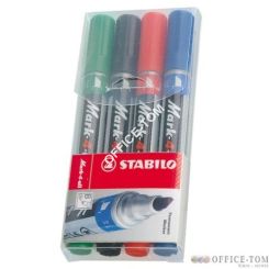 Marker permanentny STABILO mark-4-all, ścięta końcówka, etui 4 szt.