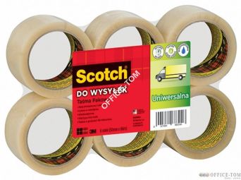 Taśma pakowa Scotch 371 opakowanie 6sztuk Hot-melt przezroczysta 50x66m