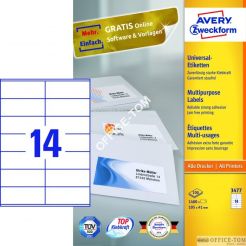 Trwałe Etykiety AVERY ZWECKFORM uniwersalne A4, 100 ark./op., 105 x 41 mm, białe