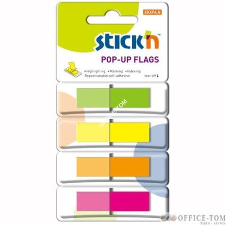 Zakładki indeksujące w podajniku 45X12mm 160/4 kolory STICK\'N