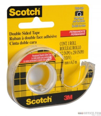 136D Taśma Scotch® dwustronnie klejąca, przezroczysta, na podajniku, 12mm x 6,3m