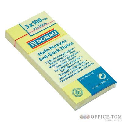 Bloczki samoprzylepne DONAU  51x38 Żółty 100k