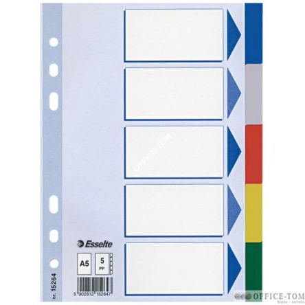 Przekładki plastikowe z PP A5 ESSELTE, 5 kart