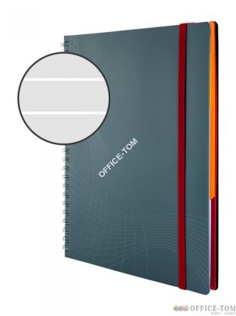 Kołonotatnik Notizio oprawa  tworzywo sztuczne linie 90 kartek elastyczna gumka, strona indeksowa, kieszeń, A5 szary AVERY ZWECKFORM