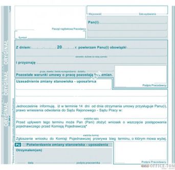 PU Potwierdzenie zmiany stanowiska - uposażenia MICHALCZYK I PROKOP 2/3 A5 40 kartek