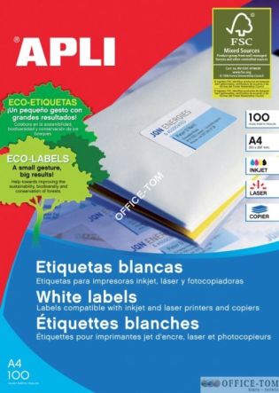 Etykiety APLI uniwersalne   70x50,8 Biały 100ark 1500szt