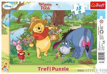 Puzzle Zbieranie kwiatów Kubuś Puchatek - Puzzle Ramkowe  15 elementów TREFL 31129