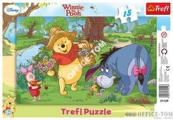 Puzzle Zbieranie kwiatów Kubuś Puchatek - Puzzle Ramkowe  15 elementów TREFL 31129