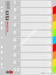 Przekładki karton 10 kartek DOX A4 KOLOROWE