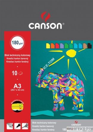 Blok techniczny kolorowy A3 180G 10ark. (SŁOŃ)  100554889 CANSON