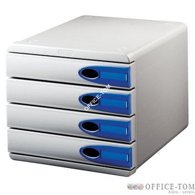 Pojemnik LEITZ Allura, 4 szuflady, szary/przezroczysty niebieski