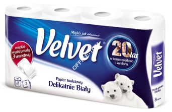 Papier toaletowy VELVET 3 warstwy (8szt.) biały 4100451