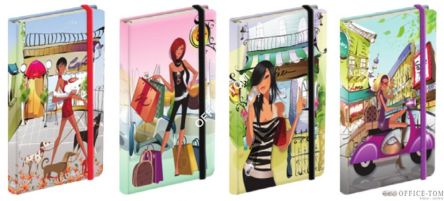 Notatnik ekskluzywny NARCISSUS 80k. Shopping Girls 9x14 4wzory