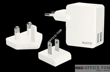 Ładowarka sieciowa Leitz Complete ze złącza USB do gniazdka sieciowego z 2 portami USB 12-watowa