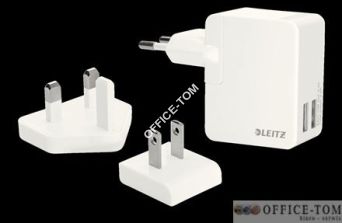 Ładowarka sieciowa Leitz Complete ze złącza USB do gniazdka sieciowego z 2 portami USB 12-watowa