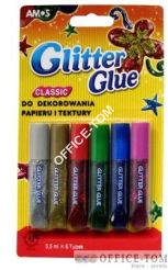 Klej z brokatem AMOS GCL05B6 - 5,5ml x 6 kolorów