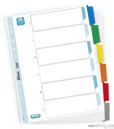 Przekładki kartonowe A4 MYLAR Z KOLOR 6 kartek wzmocnione indeksy ELBA