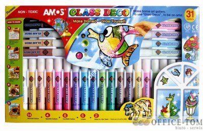 Farby witrazowe AMOS GD10P31 - 10,5ml x 31 kolorów