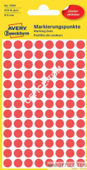 Usuwalne kółka do zaznaczania Ø8mm, 416szt./op. czerwone 3589 Avery Zweckform