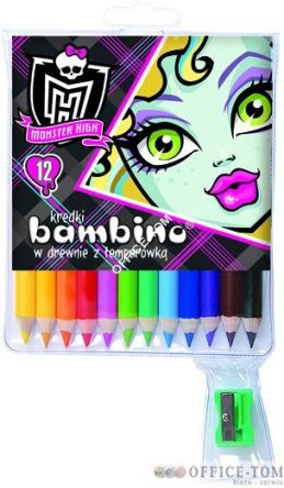 Kredki BAMBINO w opr.drew. 12 kol. + temperówka MONSTER HIGH St.Majewski