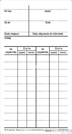 Karta ksiązki MICHALCZYK I PROKOP typ A6 50 kartek