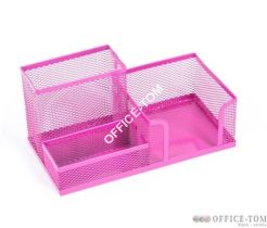 Przybornik na biurko siatka 205x103x98mm różowy LEVIATAN 009988