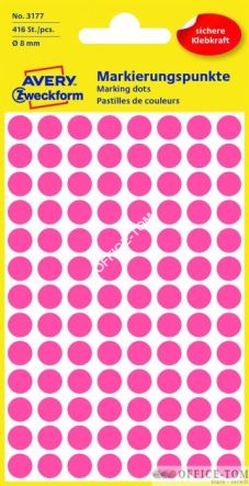 Kółka AVERY ZWECKFORM do zaznaczania kolorowe 416 etyk./op., Ø8 mm, czerwone odblaskowe
